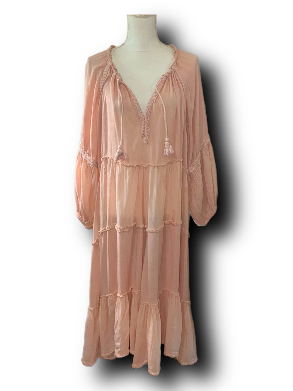 Free People In the Moment Boho Inspired Maxi Dress in the Color Doe - Picture 5 of 7
